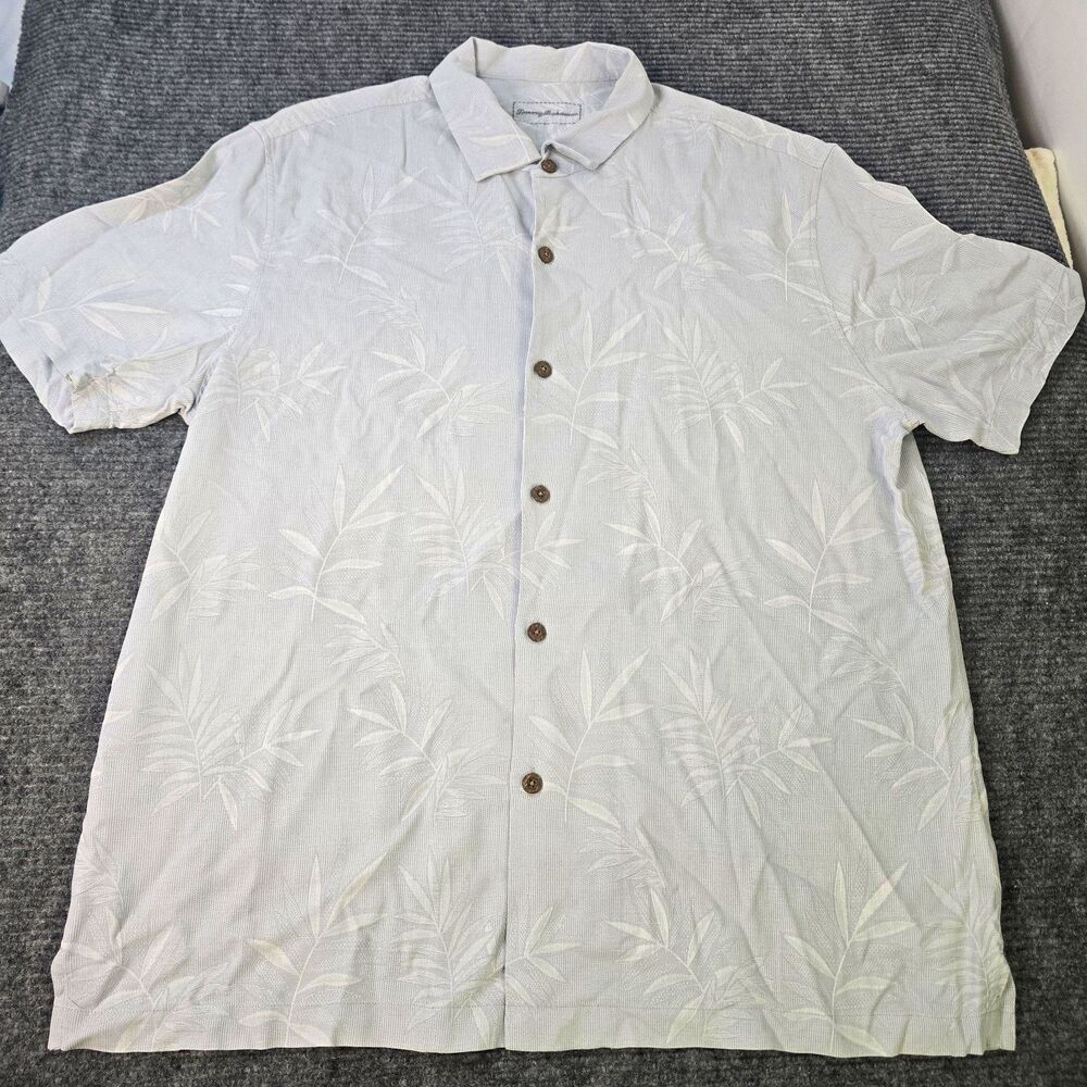 Tommy Bahama Mens XL Blue Silk Floral Short Sleeve Collared Button Up Hawaiian